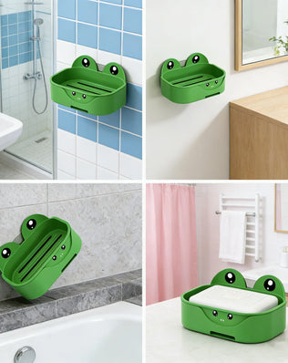Creative and Adorable Double-Layer Frog-Shaped Bathroom Organizer with Waterproof Drainage - Home, Kids, and Student Essentials - Problems Solved