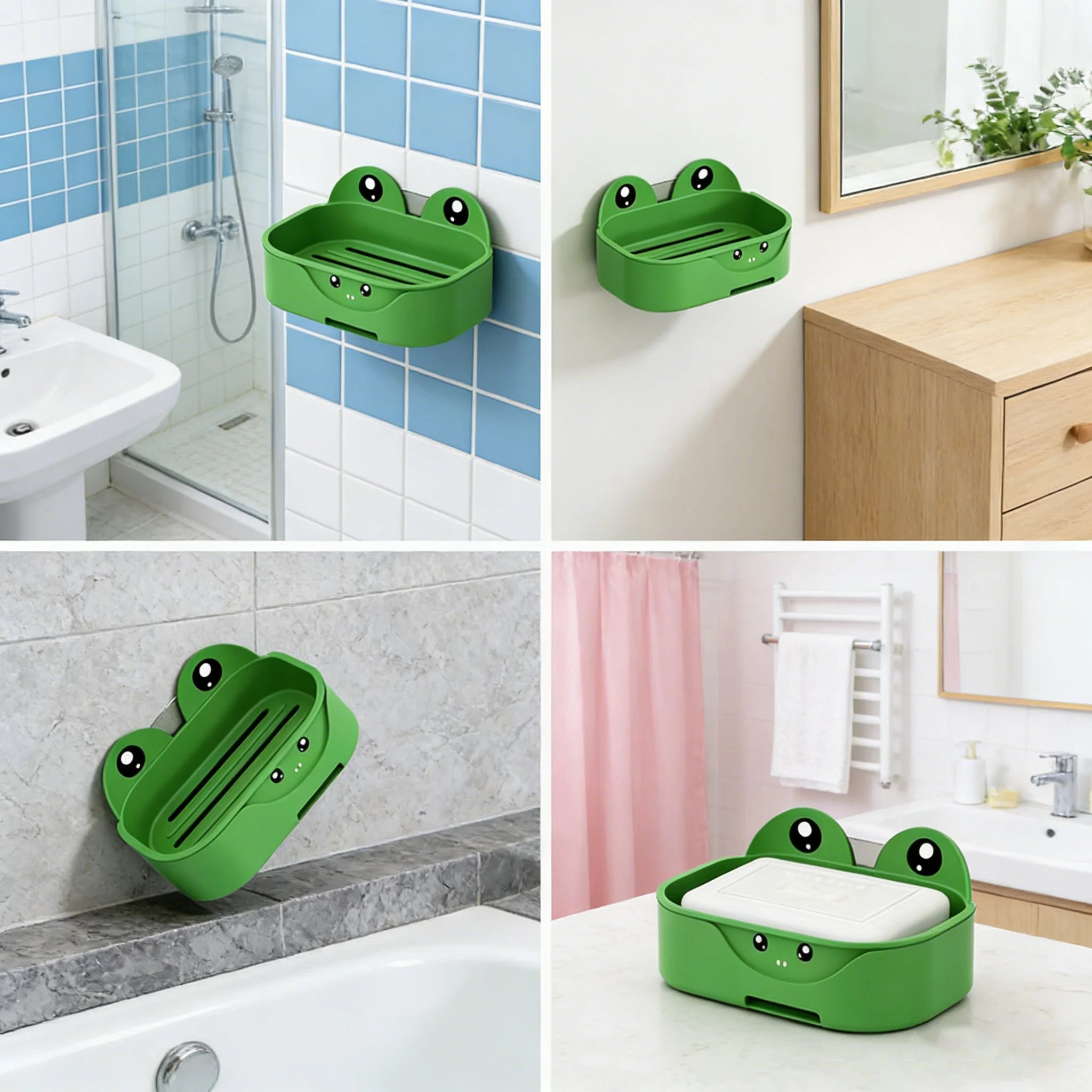 Creative and Adorable Double-Layer Frog-Shaped Bathroom Organizer with Waterproof Drainage - Home, Kids, and Student Essentials - Problems Solved