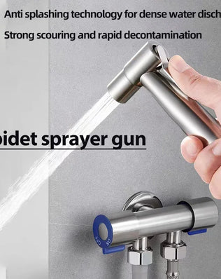 Bathroom toilet matching bidet spray set, one in two out double control double out faucet, with 1.5M flexible hose - Problems Solved