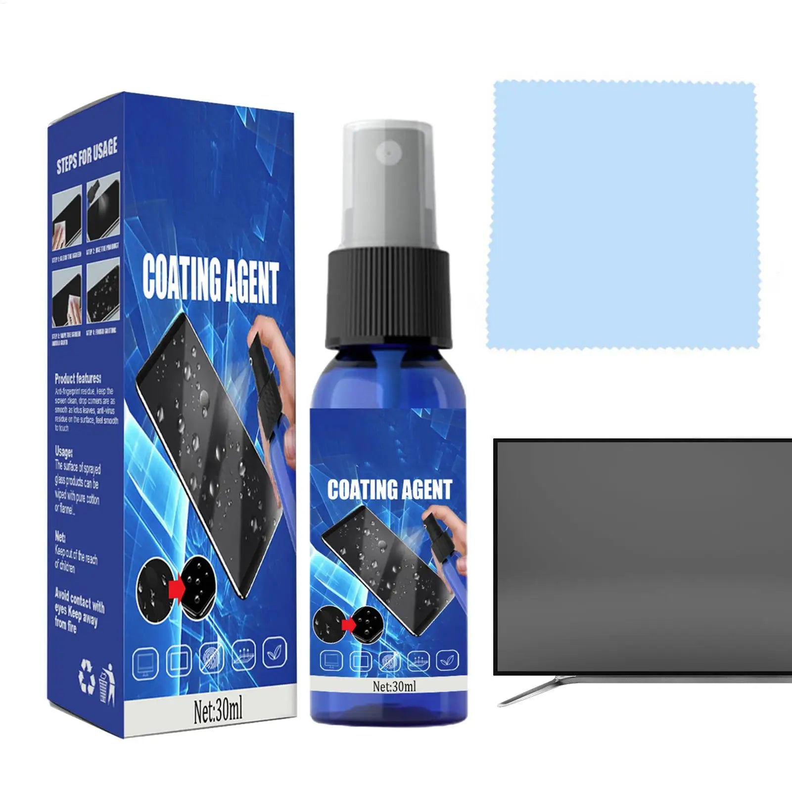 Screen Cleaner Spray Electronic Cleaning Kit Monitor Cleaner For Smart TVs Monitors & Cars Laptop Cleaner 30ml + Cleaning Cloth - Problems Solved
