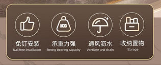 Bathroom White Shelf Rack Wall-mounted Washbasin No-punch Washroom Wall Mounted Cosmetic Storage Transparent Shelf Organiser - Problems Solved