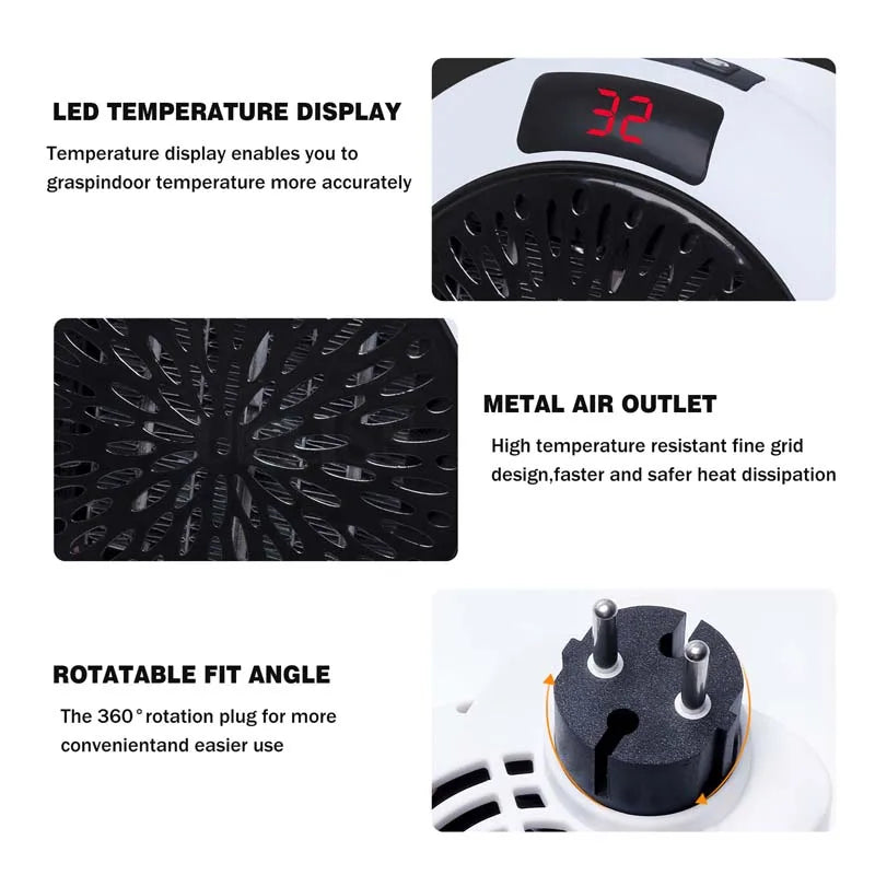 Air Heater Silent Remote Fast Heat Thermostat Electric Portable Heater Mini Wall Mount Home Office Desktop Warm Air Heater - Problems Solved