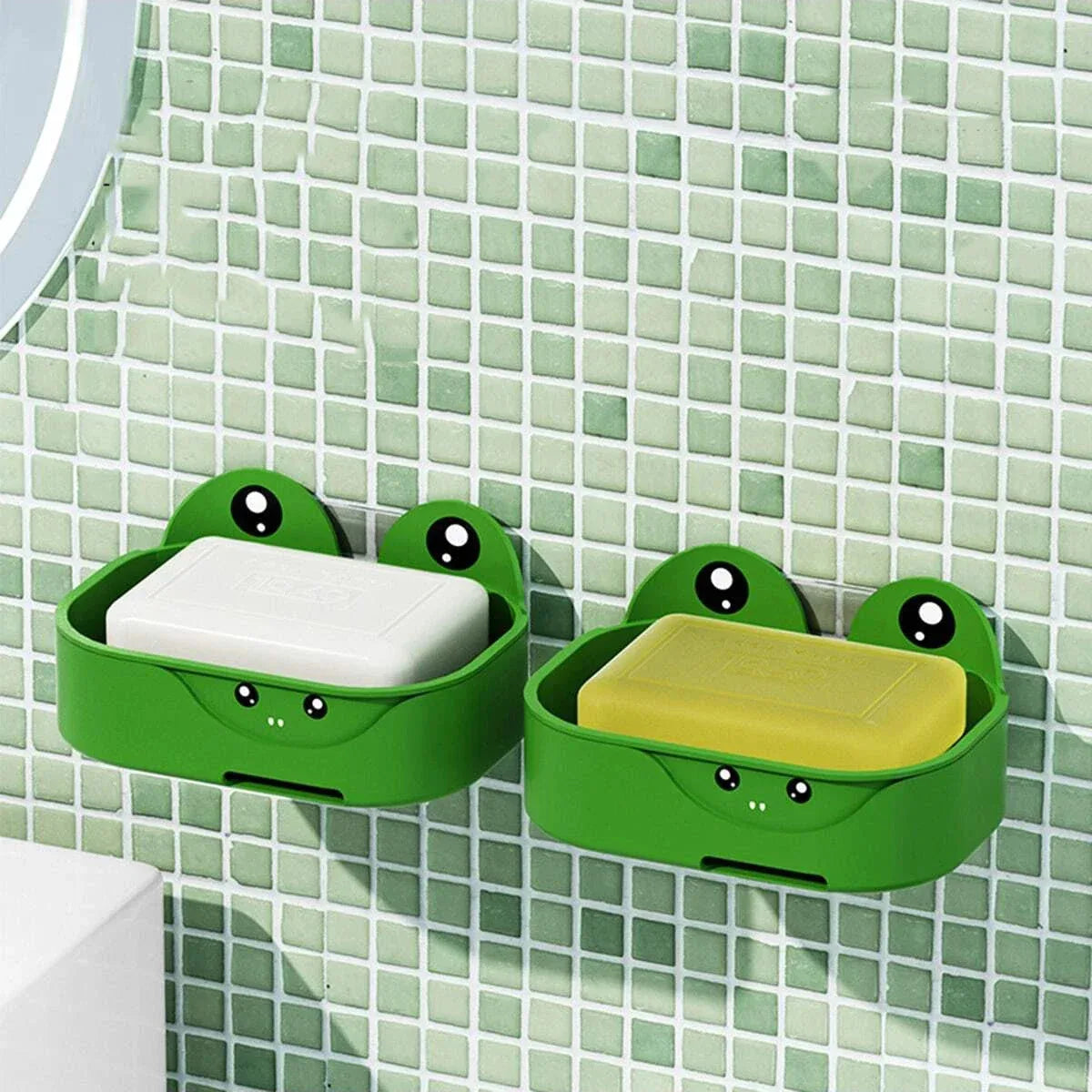 Creative and Adorable Double-Layer Frog-Shaped Bathroom Organizer with Waterproof Drainage - Home, Kids, and Student Essentials - Problems Solved