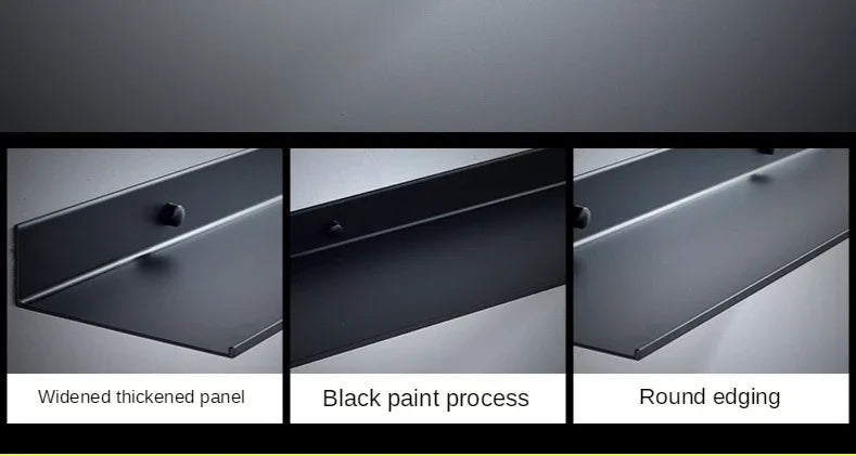 Bath Storage Rack Wall Shelves Floating Matt Black Bathroom Kitchen Mirror Metal Shower Organizer Home Accessories No Drill - Problems Solved