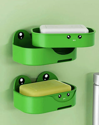 Creative and Adorable Double-Layer Frog-Shaped Bathroom Organizer with Waterproof Drainage - Home, Kids, and Student Essentials - Problems Solved