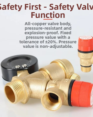 1/2'' 3/4'' 1'' Boiler Safety Group Brass Safety Valve Pressure Relief Valve With Pressure Gauge For Heating System Water Heater - Problems Solved