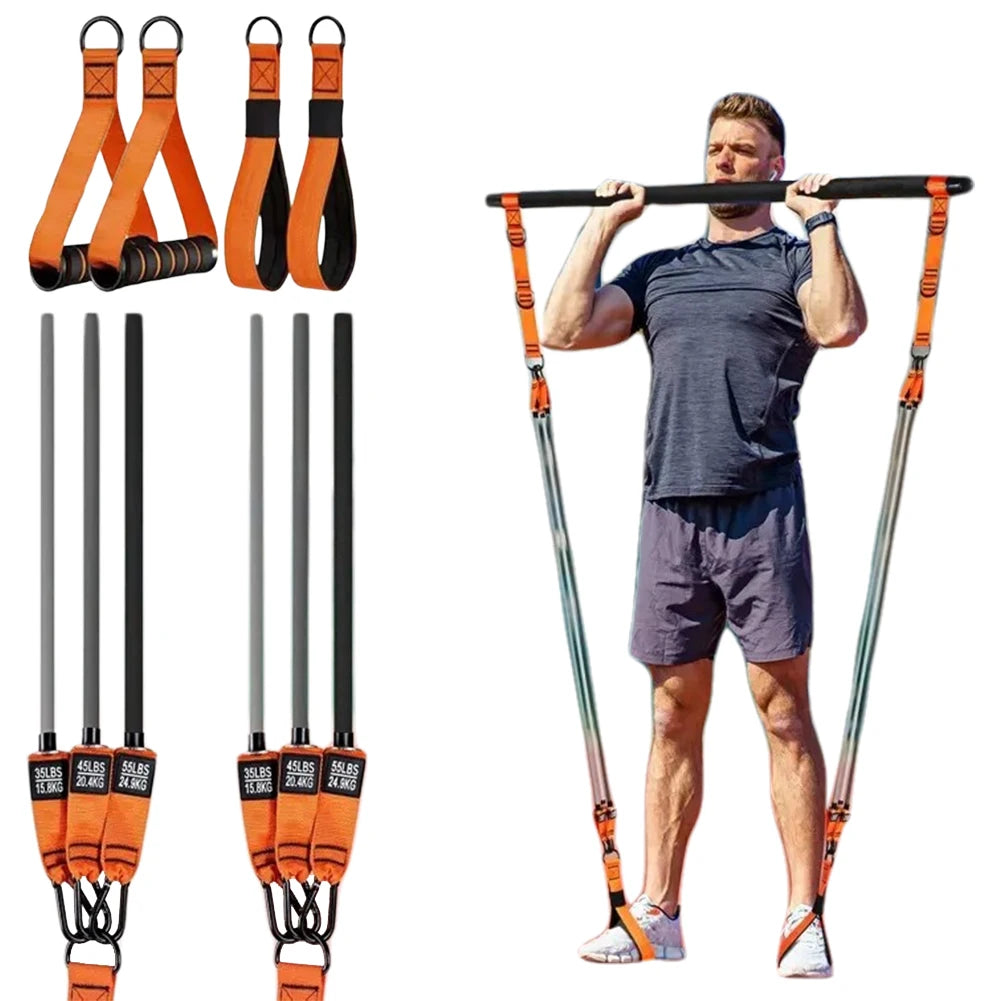 Pilates Bar Kit & Resistance Bands Multifunctional Pilates Bar Portable Yoga Pilates Stick Home Gym Strength Training Equipment - Problems Solved