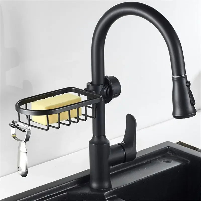 Bathroom Shelf Black Shower Storage Basket Storage Rack Adjustable Faucet - Problems Solved