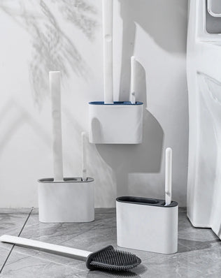 Wall Hanging Toilet Brush with Holder Long Handled Silicone Toilet Brush Soft Bristles WC Cleaning Brush Bathroom Accessories - Problems Solved