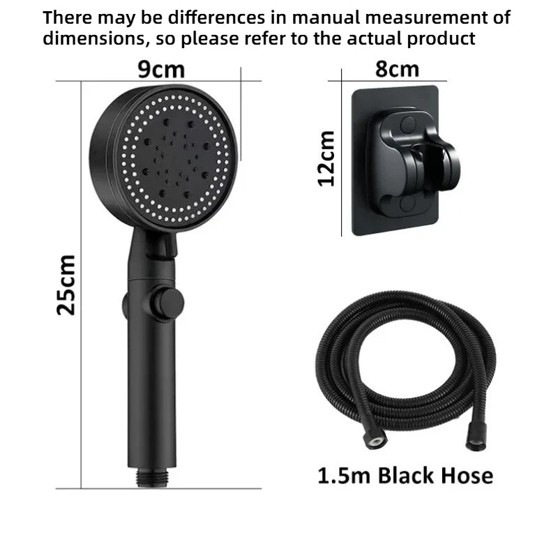 Bathroom Shower Accessories  - Adjustable High Pressure Shower Head 5 Modes with Hose Water Saving One-Key Stop Spray Nozzle - Problems Solved