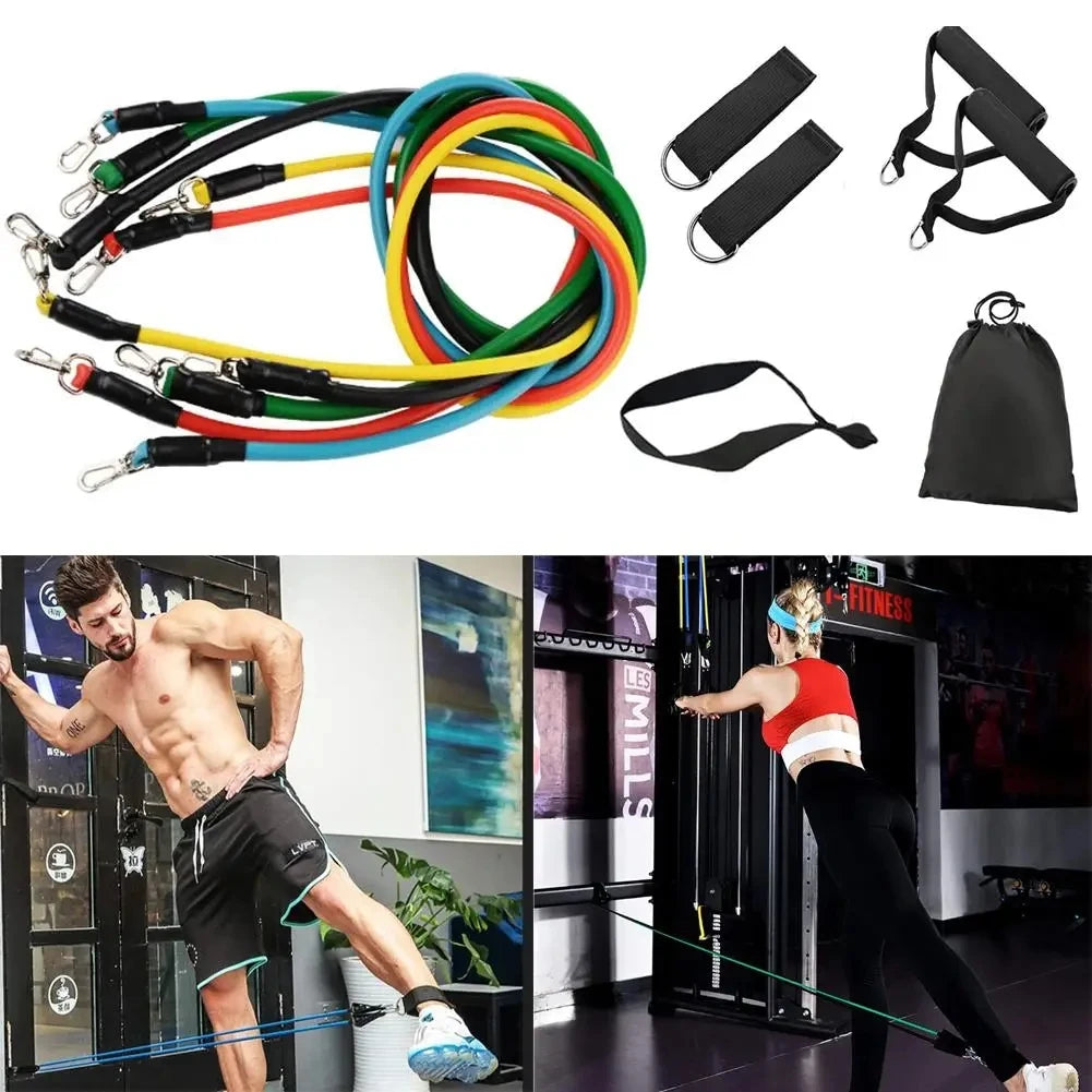 11pcs Fitness Resistance Bands Set Workout Exercise Tube Bands with Door Anchor Ankle Straps Cushioned Handles Carry Bags - Problems Solved