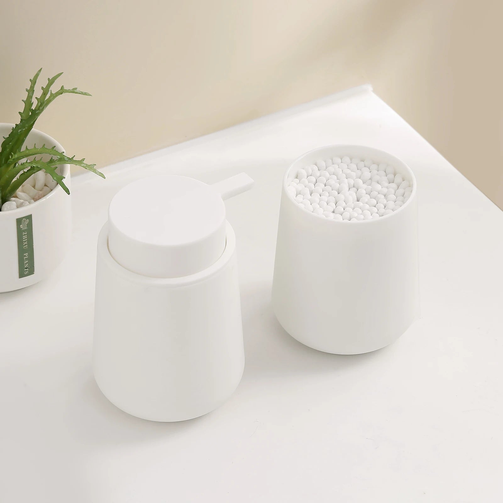 Bathroom Accessory Set - 2-Piece Soap Dispenser and Cup for Bathroom Vanity Decor in Matte Black - Problems Solved