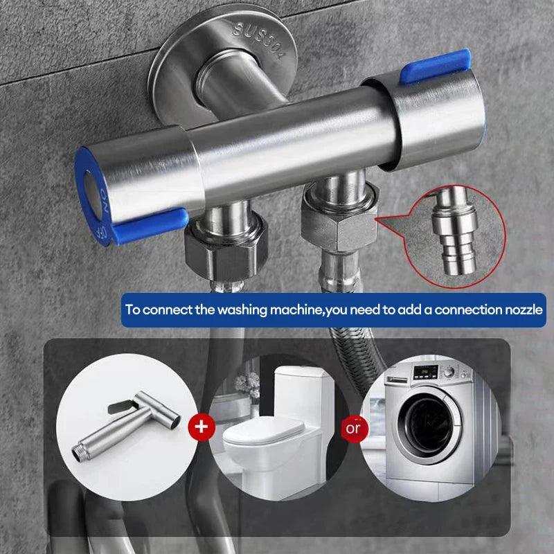 Bathroom toilet matching bidet spray set, one in two out double control double out faucet, with 1.5M flexible hose - Problems Solved