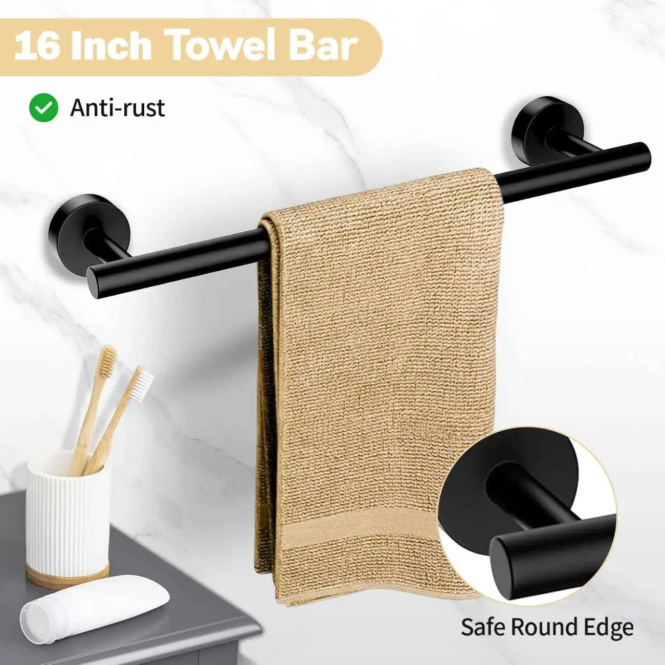5-piece wall mounted hardware bathroom accessories, stainless steel towel bar, towel ring, toilet paper holder hook bathroom kit - Problems Solved