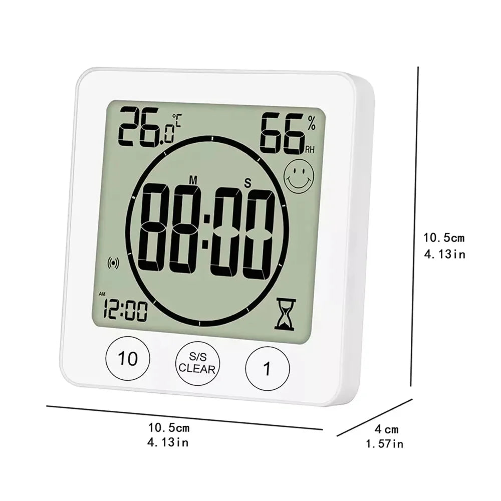 Digital Bathroom Wall Clock Shower Timer Waterproof For Water Spray LCD Screen Watch Temperature Humidity Clock For Shower Room - Problems Solved