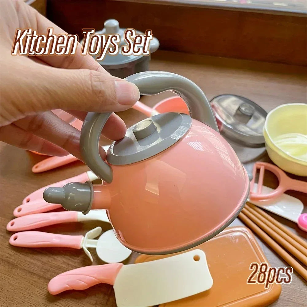 Kids Kitchen Set with Realistic Cooking Tools Creative Role Play - Problems Solved