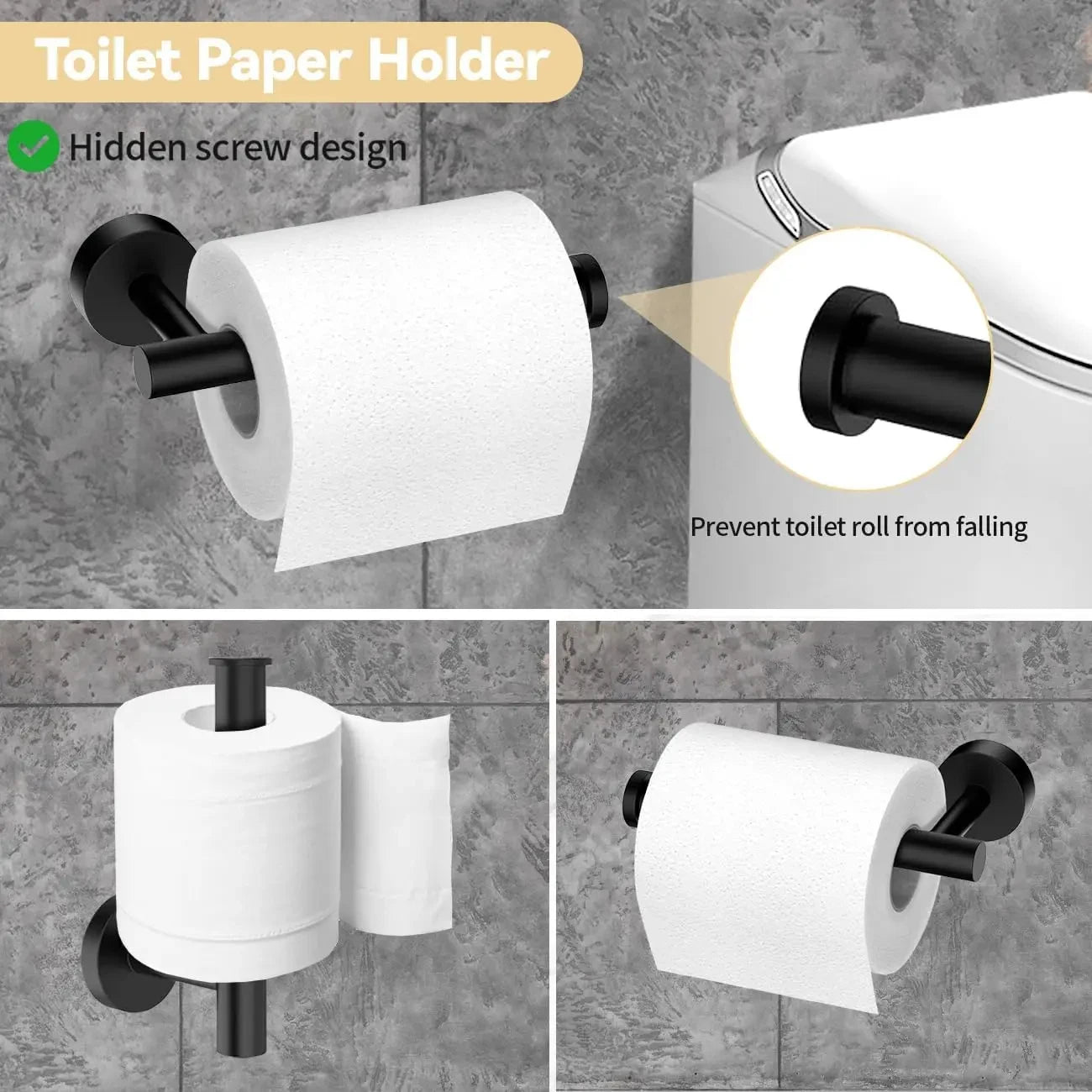 5-piece wall mounted hardware bathroom accessories, stainless steel towel bar, towel ring, toilet paper holder hook bathroom kit - Problems Solved