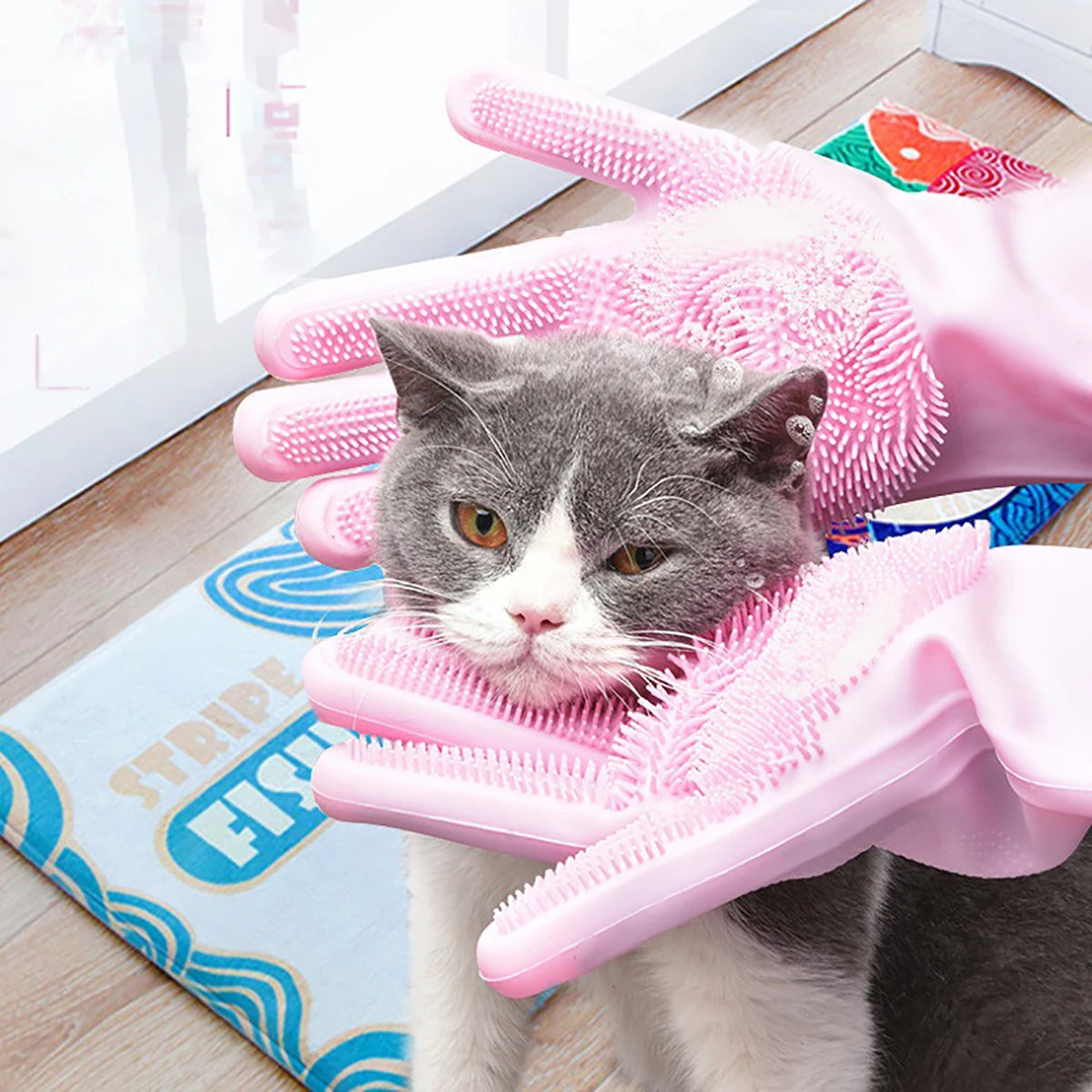 Pet Grooming Cleaning Gloves Dog Cat Bathing Shampoo Glove Scrubber Magic Dishwashing Cleanner Sponge Silicon Hair Removal Glove - Problems Solved