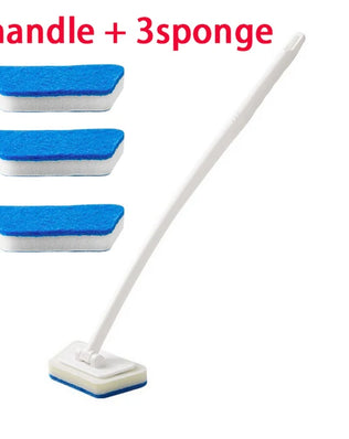 Problems Solved bathroom sponge cleaning brush with long handle, multi-functional tool for easy bathroom and kitchen cleaning.