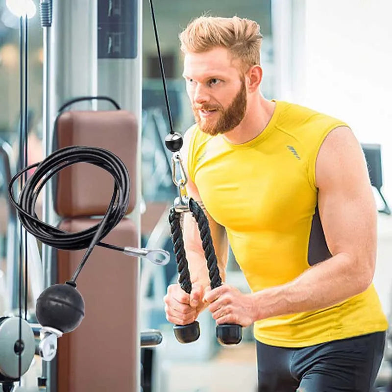 Heavy Duty Fitness Cable PU Coated Pulley Rope Adjustable Home Gym Equipment Accessories Arm Triceps Training Cable Fly System - Problems Solved