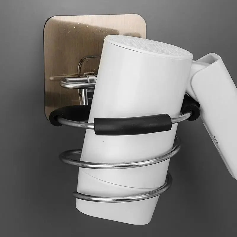 Bathroom Hair Dryer Holder Free Punching Hair Care Tools Holder Adhesive Wall Mount Barber Salon Tools - Problems Solved