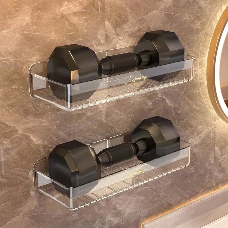 Bathroom White Shelf Rack Wall-mounted Washbasin No-punch Washroom Wall Mounted Cosmetic Storage Transparent Shelf Organiser - Problems Solved