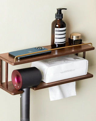 Wall-Mounted Wooden Bathroom Storage Rack Multi-Layer Vanity Organizer for Towels And Cosmetics Home Vanity Countertop Solution - Problems Solved