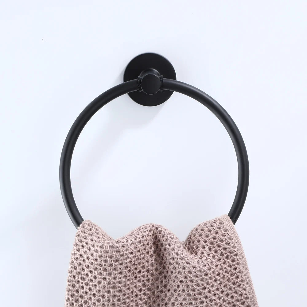 Bathroom Hardware Black Robe Hook Towel Rail Bar Rack Bar Shelf Tissue Paper Holder