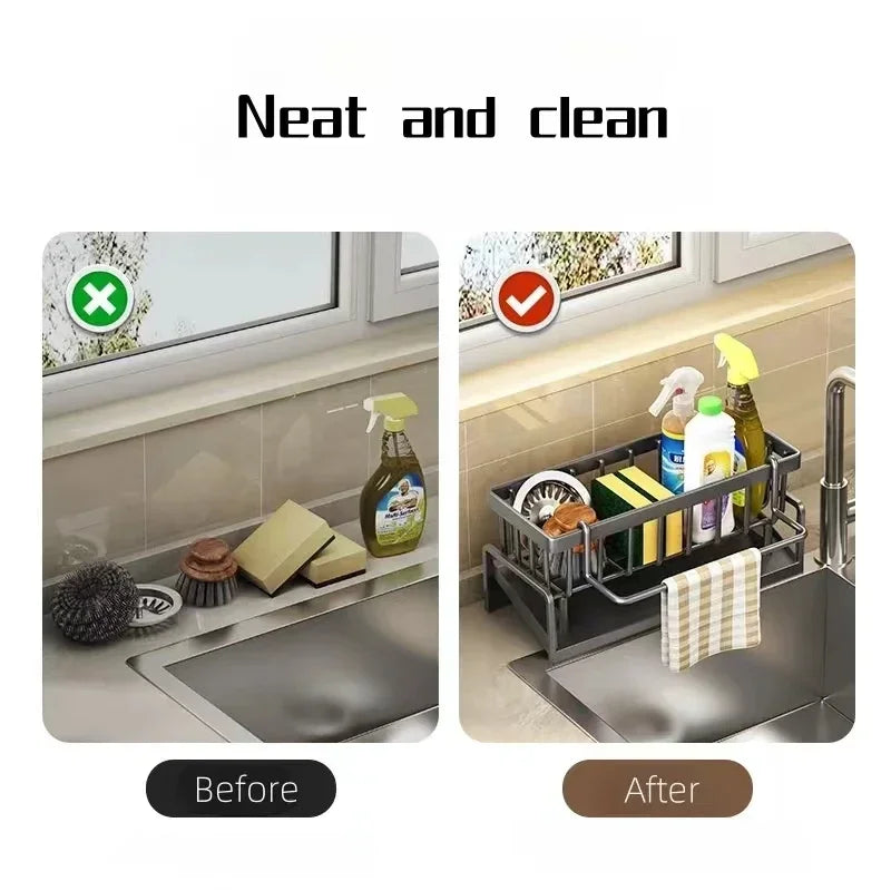 Kitchen Sponge Rack Drain Water Place Dish Soap Organize Rags - Problems Solved