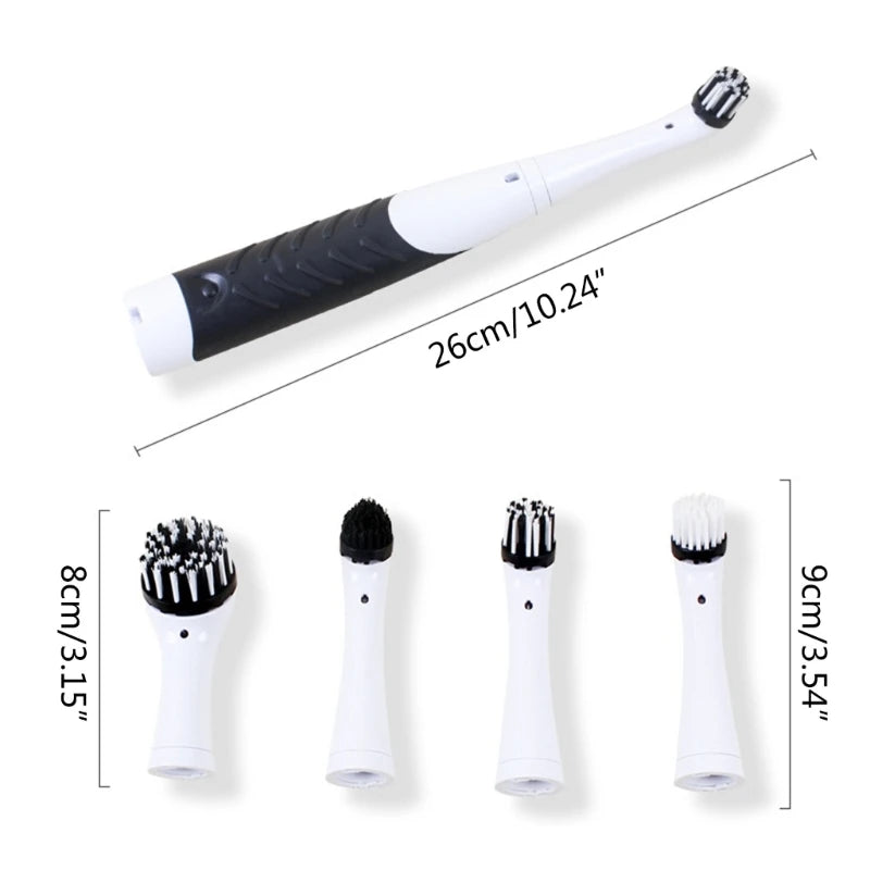 Bathroom Electric Brush Shoe Brush Cleaning Tool Gaps Corner Cleaning Wireless Cleaning Brush with 4Pcs Brush Heads - Problems Solved