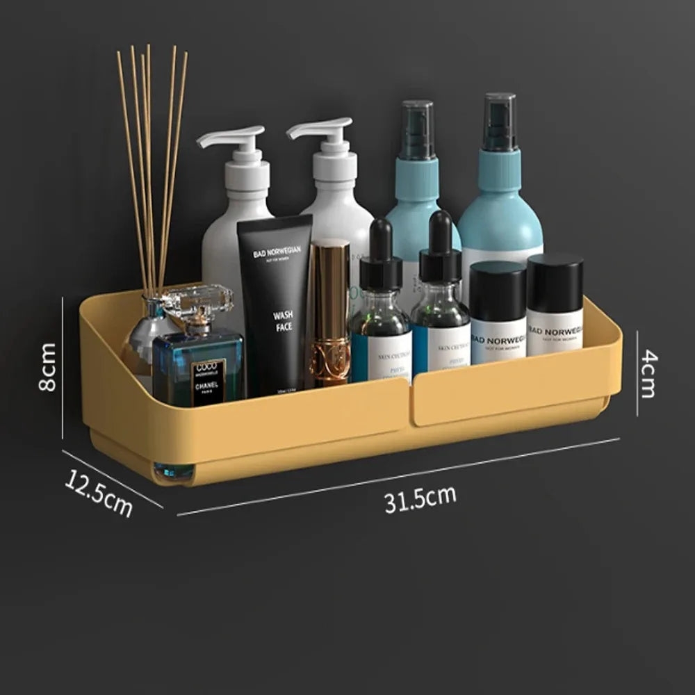 Bathroom  Kitchen Convenience Rack Shelf Makeup Storage Organizer Cosmetics Shampoo Rack Shower Shelf Wall Spice No Drilling - Problems Solved