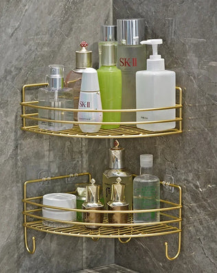 Bathroom Shelf Wall Mounted Corner Storage Shelves Shampoo Holder Cosmetic Rack Iron Shower Drain Basket Bathroom Organizer - Problems Solved