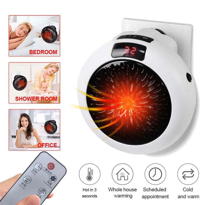 Air Heater Silent Remote Fast Heat Thermostat Electric Portable Heater Mini Wall Mount Home Office Desktop Warm Air Heater - Problems Solved