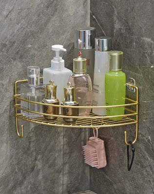 Bathroom Shelf Wall Mounted Corner Storage Shelves Shampoo Holder Cosmetic Rack Iron Shower Drain Basket Bathroom Organizer - Problems Solved