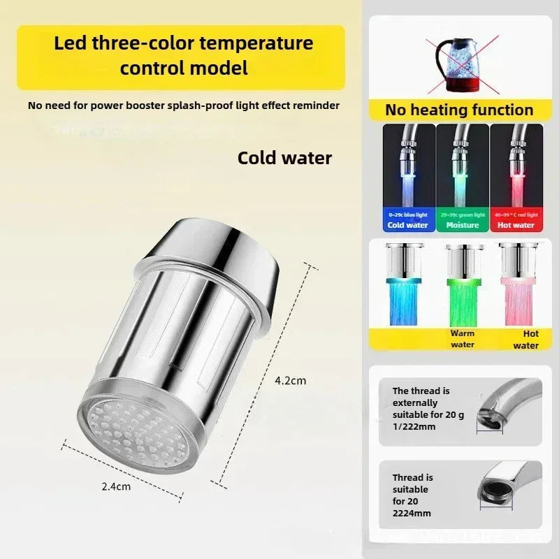 Bathroom LED Colorful Light-up Faucet Glow Water Saving Faucet Color-changing Temperature Control Nozzle Kitchen Accessories - Problems Solved