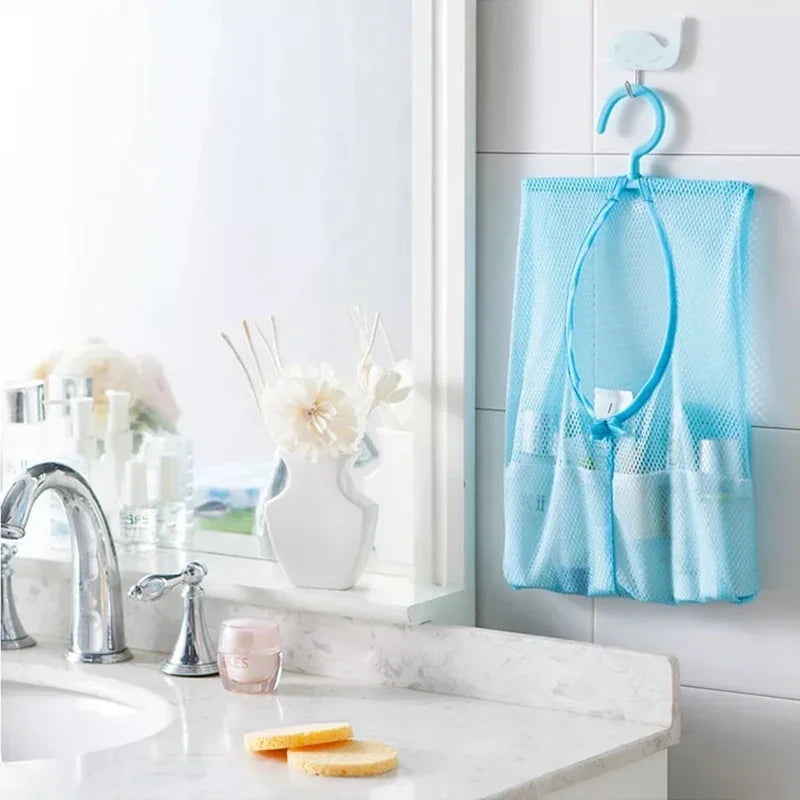Bathroom Kids Toys Storage Bag Multifunctional Mesh Net Bag Makeup Organizer Drying Rack Balcony Socks Clothes Storage Basket - Problems Solved