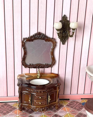Dollhouse Decoration Accessories; Mini Bathroom Furniture with Basin, Sink and Mirror. - Problems Solved