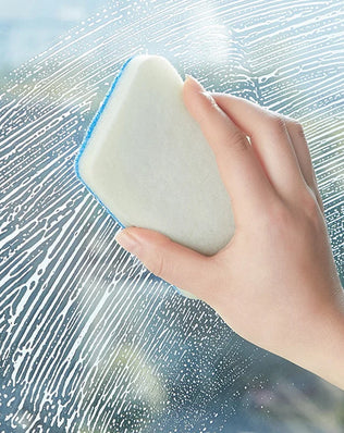 Problems Solved bathroom sponge cleaning brush with long handle, multi-functional tool for easy bathroom and surface cleaning.