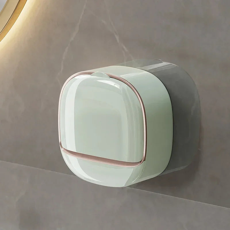 Bathroom Drain Soap Box Wall Mounted ABS Soap Box with Lid Waterproof Soap Dish Dishes Storage Box Travel Organizer Case Storage - Problems Solved