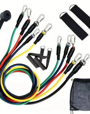 11pcs Fitness Resistance Bands Set Workout Exercise Tube Bands with Door Anchor Ankle Straps Cushioned Handles Carry Bags - Problems Solved