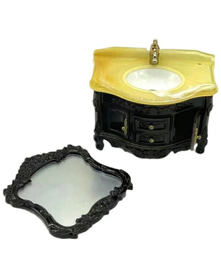 Dollhouse Decoration Accessories; Mini Bathroom Furniture with Basin, Sink and Mirror. - Problems Solved