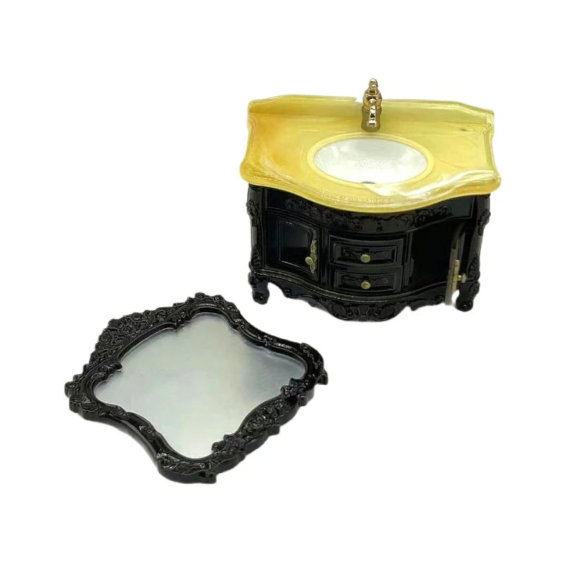 Dollhouse Decoration Accessories; Mini Bathroom Furniture with Basin, Sink and Mirror. - Problems Solved