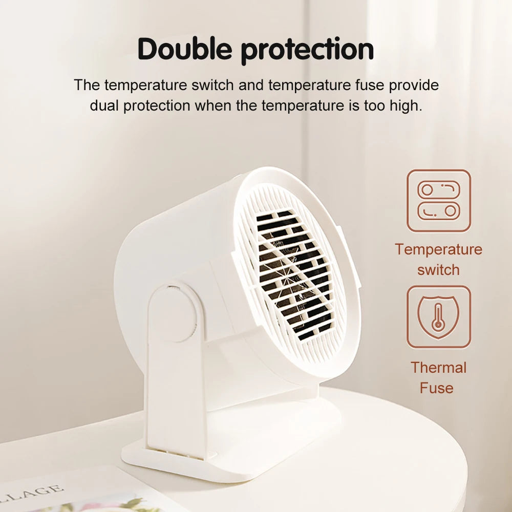 Heating and Cooling Small Heater Home Bedroom Dormitory Office Energy Saving Safety Quiet Rotating Shaking Head Electric Heater - Problems Solved
