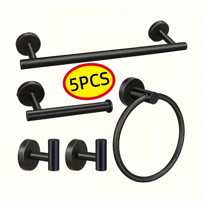 5-piece wall mounted hardware bathroom accessories, stainless steel towel bar, towel ring, toilet paper holder hook bathroom kit - Problems Solved