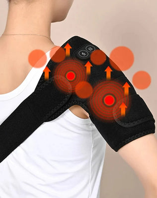 Heated Massage Brace for Shoulder & Knee - USB Rechargeable Support Strap with 3 Heat & Vibration Levels - Problems Solved