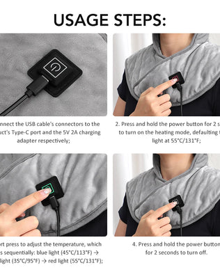 Electric Heating Shoulder Neck Pad USB Heated Back Wrap 3 Heat Level Soft Hot Compress Back Shawl Neck Shoulder Fast Heated Pad - Problems Solved