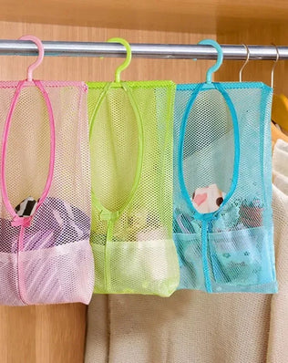 Bathroom Kids Toys Storage Bag Multifunctional Mesh Net Bag Makeup Organizer Drying Rack Balcony Socks Clothes Storage Basket - Problems Solved