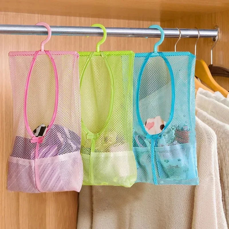 Bathroom Kids Toys Storage Bag Multifunctional Mesh Net Bag Makeup Organizer Drying Rack Balcony Socks Clothes Storage Basket - Problems Solved