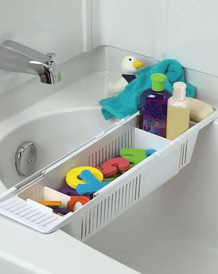Bathtub Caddy Tray Basket Retractable Multifunction Bathroom Storage Bracket Drain Shelf Rack Bath Toys Organizer For Bathroom - Problems Solved