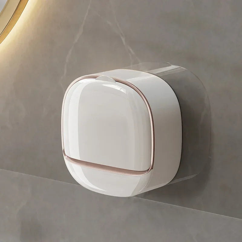 Bathroom Drain Soap Box Wall Mounted ABS Soap Box with Lid Waterproof Soap Dish Dishes Storage Box Travel Organizer Case Storage - Problems Solved